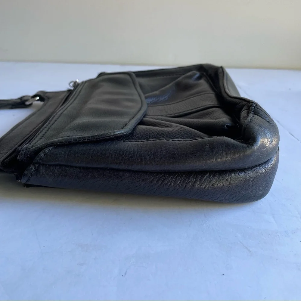 FOSSIL Purse Classic Black Vintage Pebbled Leather Crossbody Shoulder Bag 75082 - Picture 9 of 15